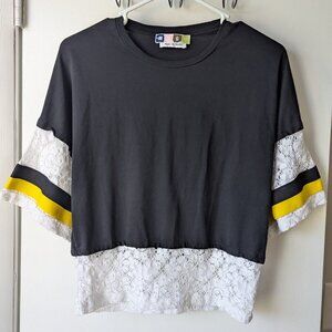 MSGM Black Top Lace Sleeves & Lacey Bottom Size XS